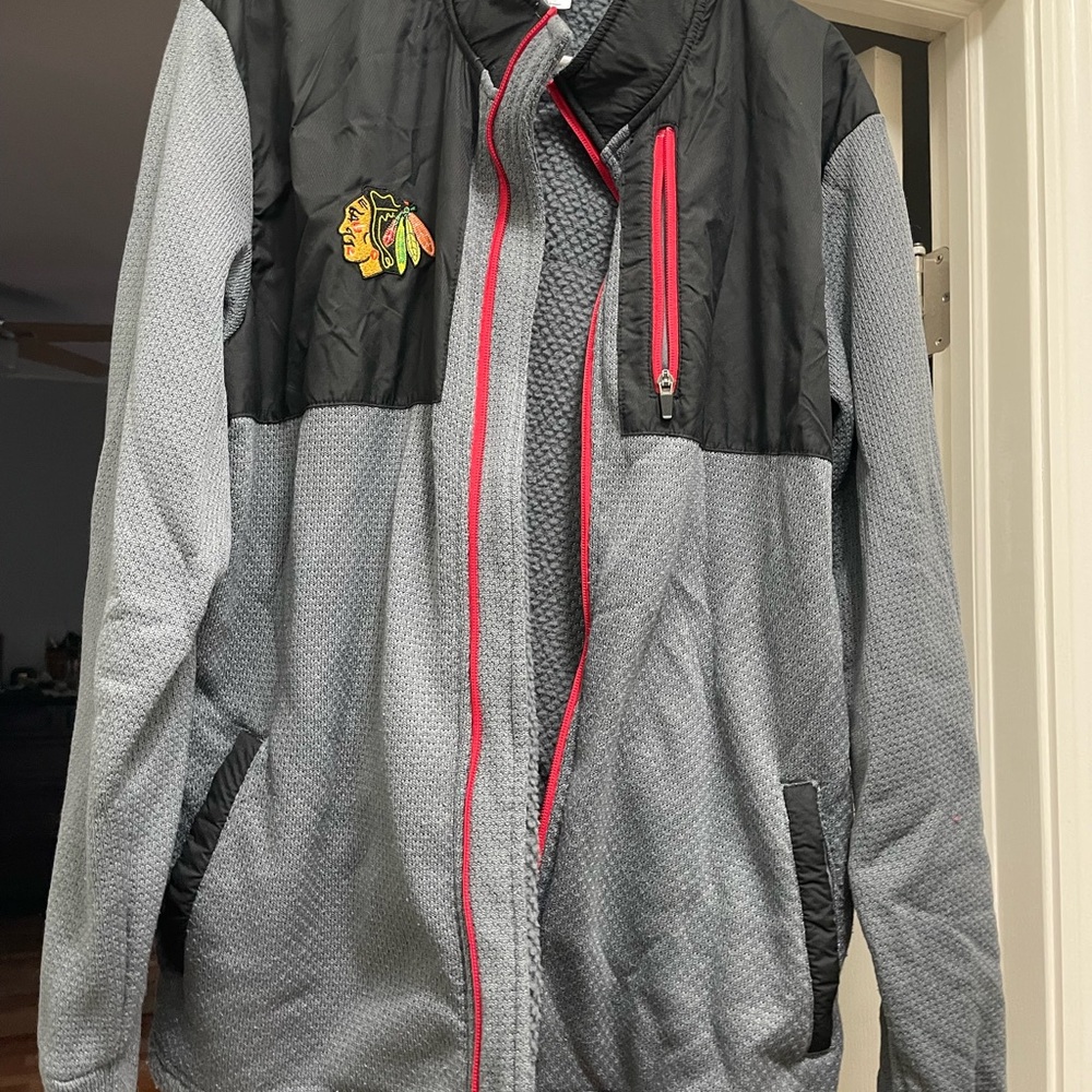 Chicago Blackhawks Black and Gray Jacket with Red Accents